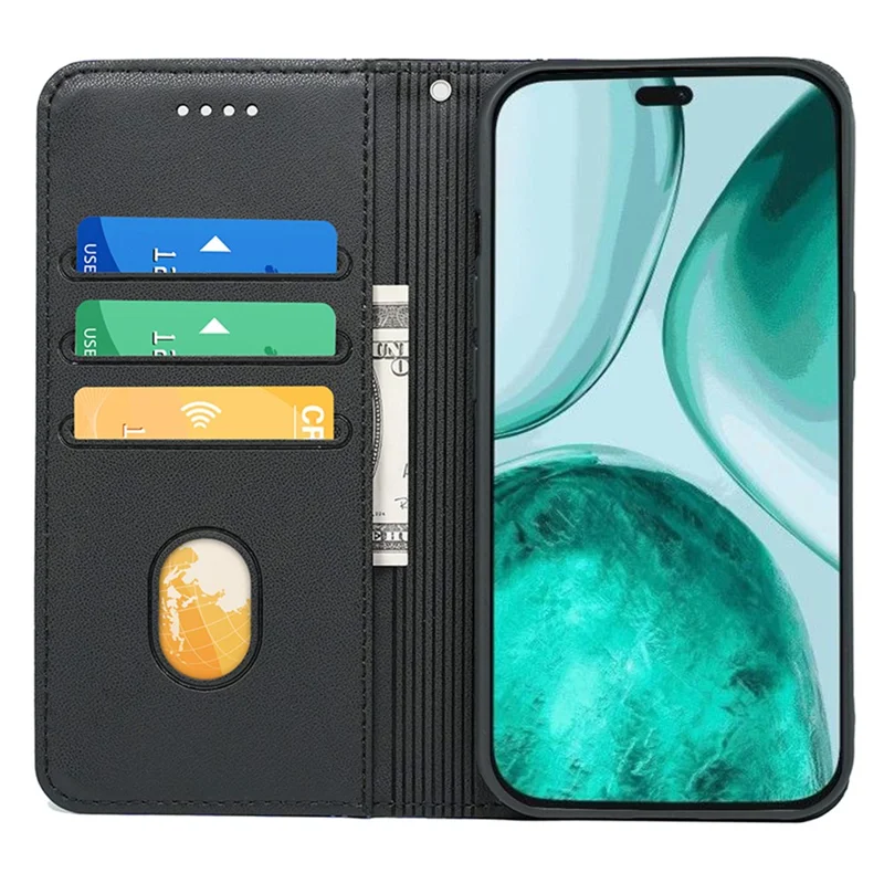 HX01 For Honor X8c 4G Wallet Case Magnetic Closing PU Leather Phone Cover - Black