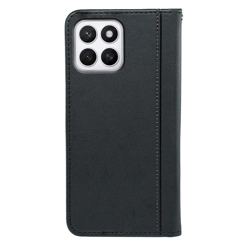 HX01 For Honor X8c 4G Wallet Case Magnetic Closing PU Leather Phone Cover - Black