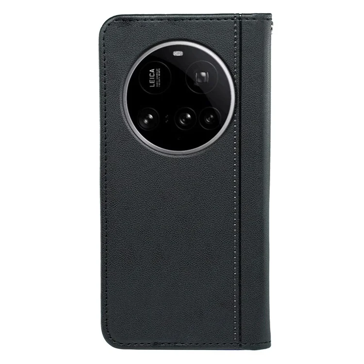 HX01 Для Xiaomi 15 Ultra Чехол-Кошелек с Магнитным Замком из Искусственной Кожи - Черный