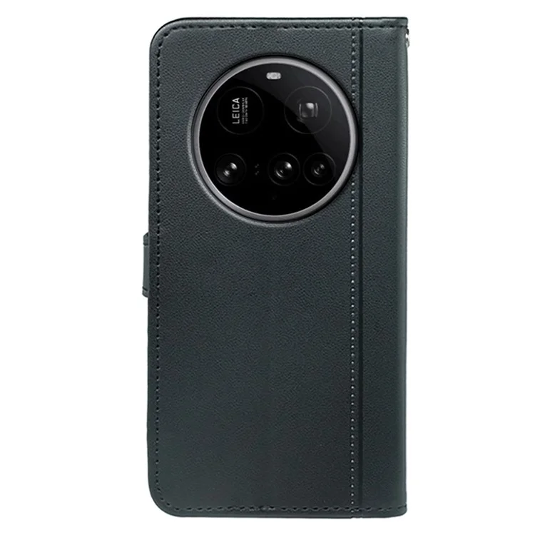 Чехол-кошелек для Xiaomi 15 Ultra с магнитной застежкой, кожаный, с ремешком - Черный