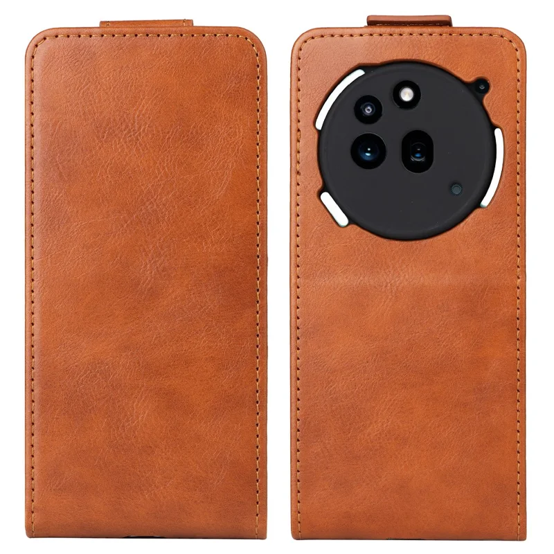 For Nothing Phone (3a) Pro Stand Case Magnetic Clasp Vertical Flip Leather Phone Cover with Card Holder - Orange