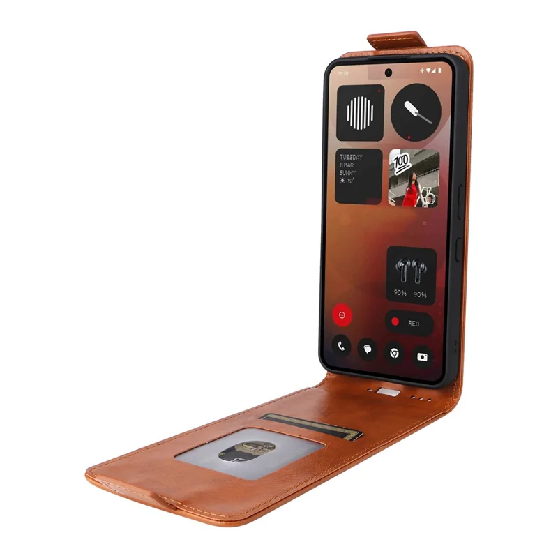 For Nothing Phone (3a) Pro Stand Case Magnetic Clasp Vertical Flip Leather Phone Cover with Card Holder - Orange
