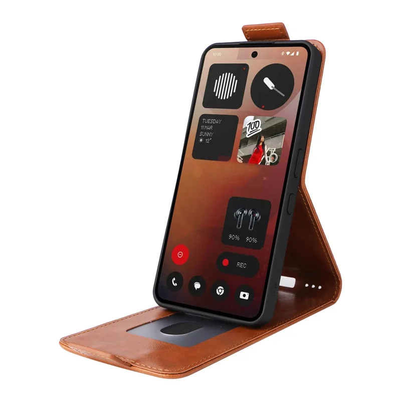 For Nothing Phone (3a) Pro Stand Case Magnetic Clasp Vertical Flip Leather Phone Cover with Card Holder - Orange