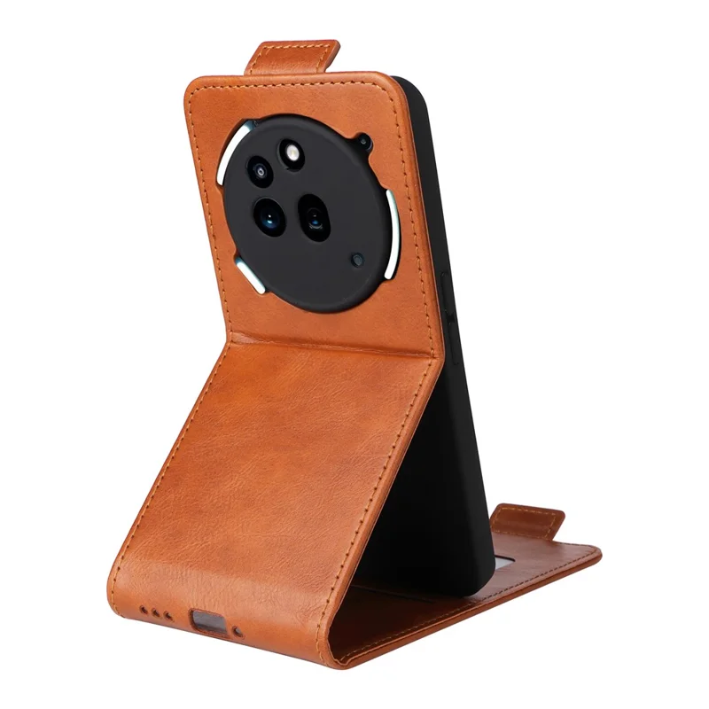 For Nothing Phone (3a) Pro Stand Case Magnetic Clasp Vertical Flip Leather Phone Cover with Card Holder - Orange