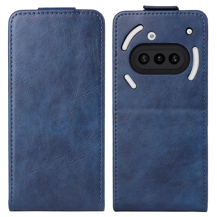 Custodia in pelle con supporto per Nothing Phone (3a), chiusura magnetica, flip verticale, porta-carte - Blu scuro