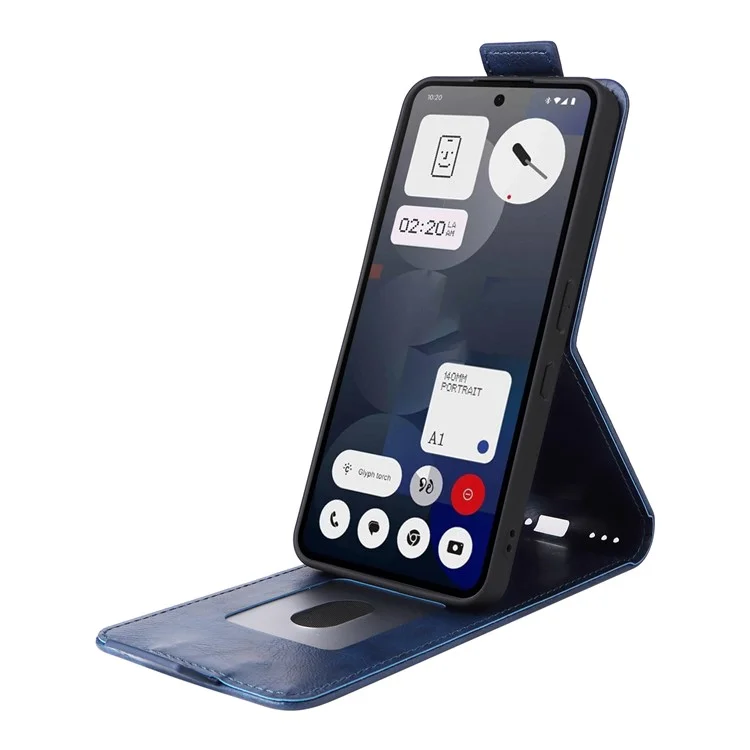 Custodia in pelle con supporto per Nothing Phone (3a), chiusura magnetica, flip verticale, porta-carte - Blu scuro