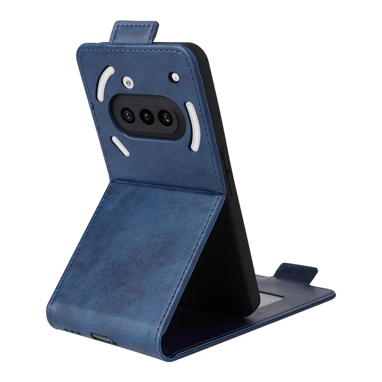 Custodia in pelle con supporto per Nothing Phone (3a), chiusura magnetica, flip verticale, porta-carte - Blu scuro