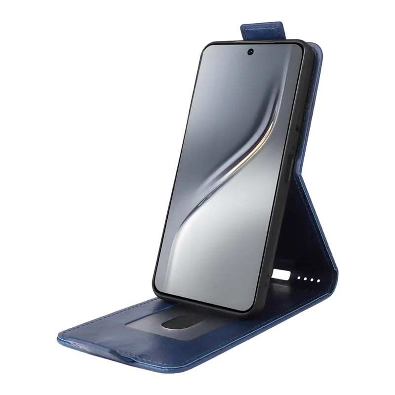 For TECNO Camon 40 Premier 5G Stand Case Magnetic Clasp Vertical Flip Leather Phone Cover with Card Holder - Dark Blue