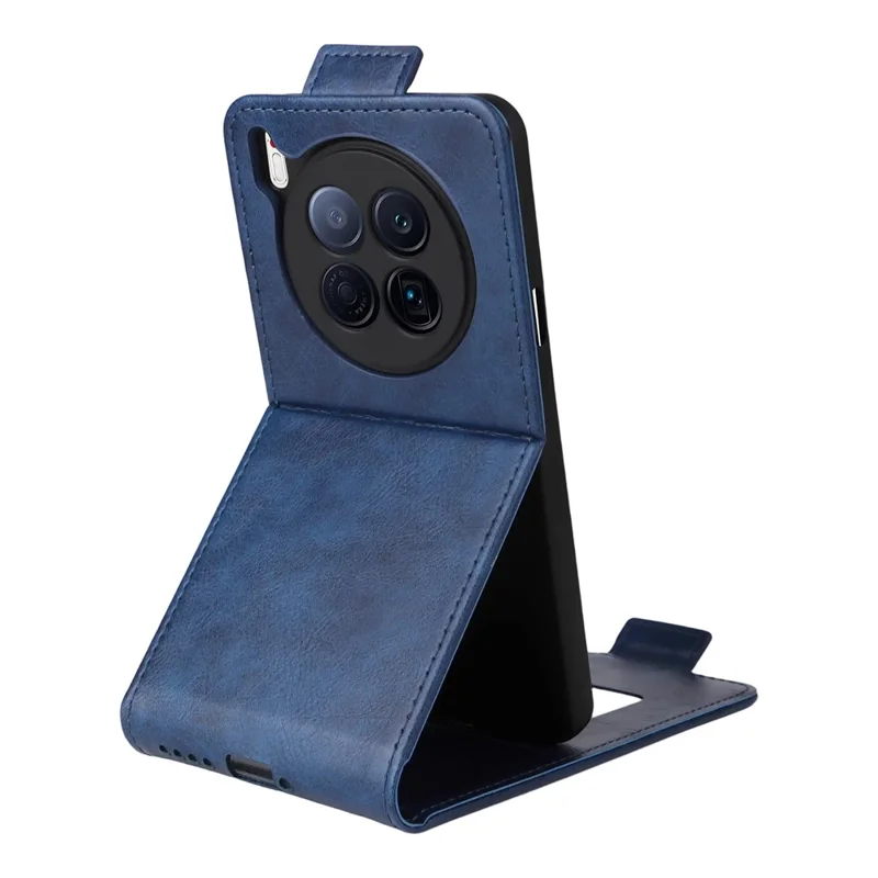 For TECNO Camon 40 Premier 5G Stand Case Magnetic Clasp Vertical Flip Leather Phone Cover with Card Holder - Dark Blue