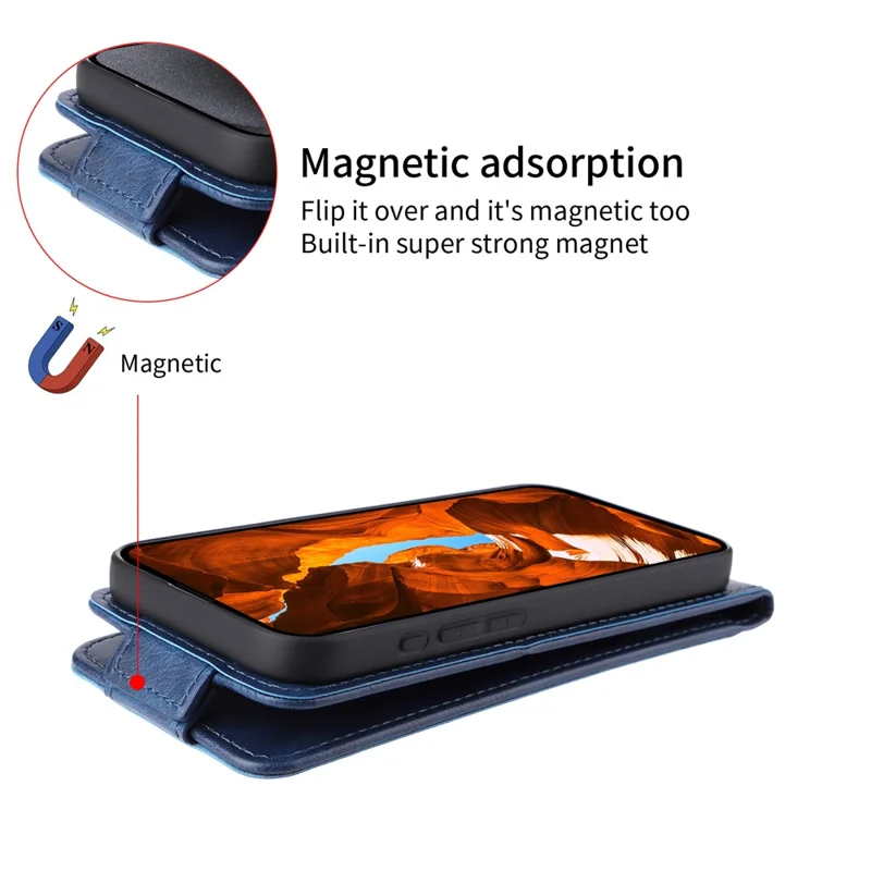 For TECNO Camon 40 Premier 5G Stand Case Magnetic Clasp Vertical Flip Leather Phone Cover with Card Holder - Dark Blue