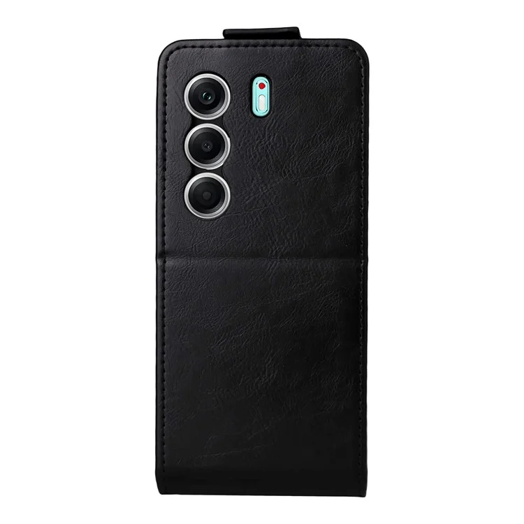 Für TECNO Camon 40 Pro 5G / 4G Handyhülle mit Magnetverschluss Vertikal Klappbar Lederhülle mit Kartenfach - Schwarz