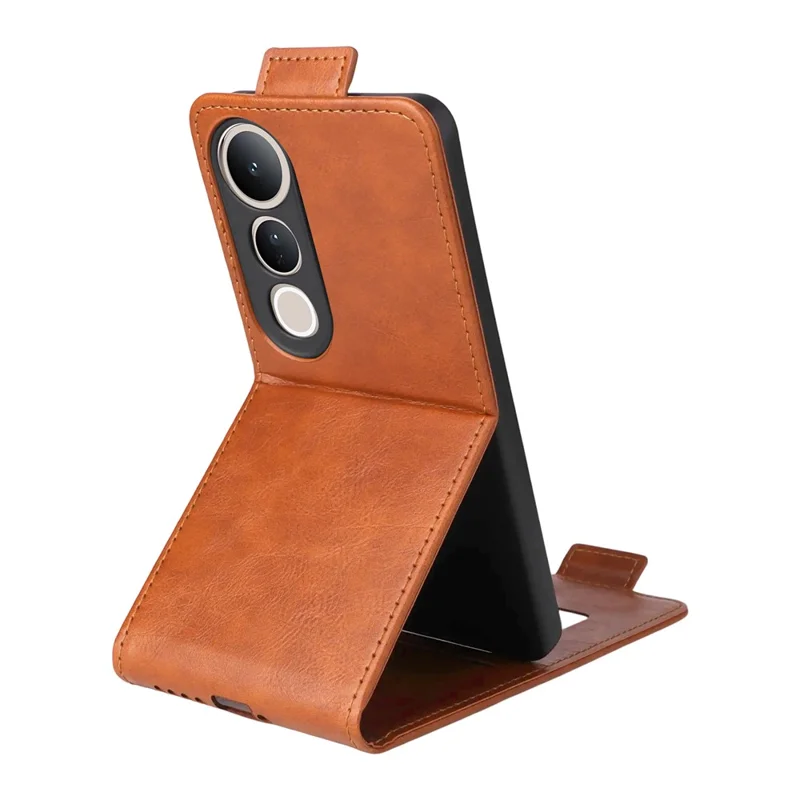 For vivo V50 Lite 5G Stand Case Magnetic Clasp Vertical Flip Leather Phone Cover with Card Holder - Orange