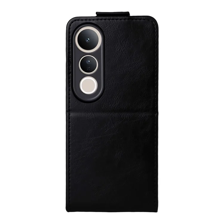 For vivo V50 Lite 5G Stand Case Magnetic Clasp Vertical Flip Leather Phone Cover with Card Holder - Black