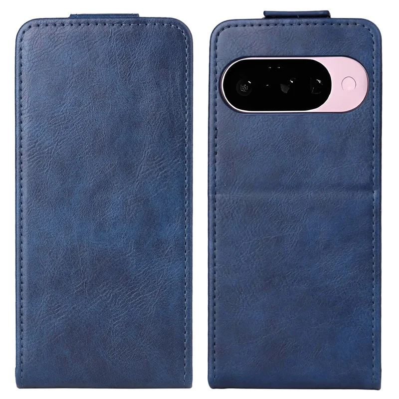 Étui à rabat vertical avec fermoir magnétique pour Google Pixel 10 Pro / Pixel 10, en cuir, avec porte-cartes - Bleu foncé