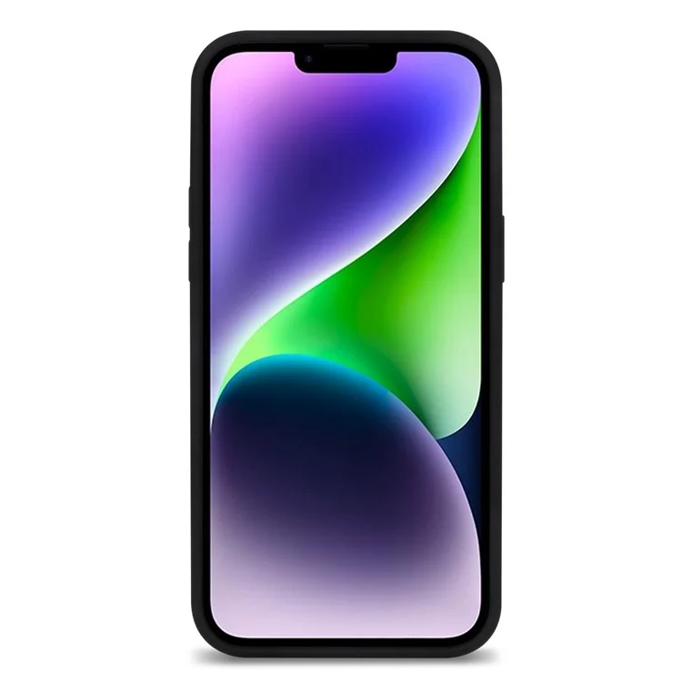 For iPhone 14 Solid Silicone Phone Case Soft Fiber Lining Anti-Scratch Shockproof Back Cover - Black