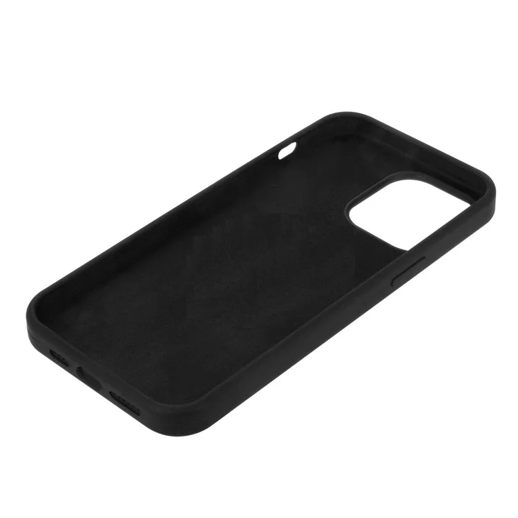 For iPhone 14 Solid Silicone Phone Case Soft Fiber Lining Anti-Scratch Shockproof Back Cover - Black