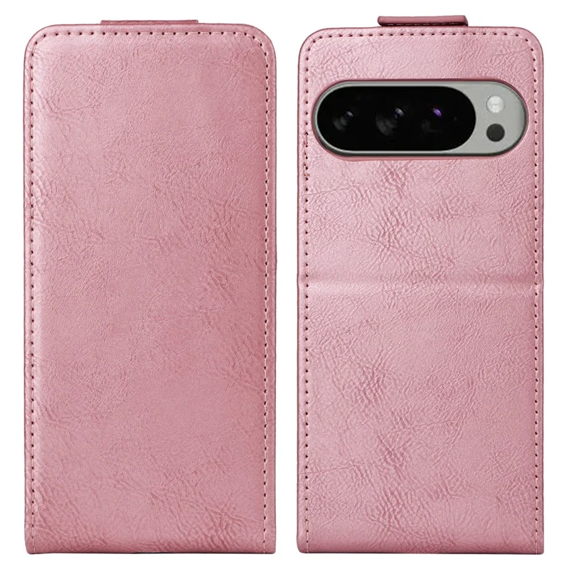 For Google Pixel 10 Pro XL Stand Case Magnetic Clasp Vertical Flip Leather Phone Cover with Card Holder - Rose Gold