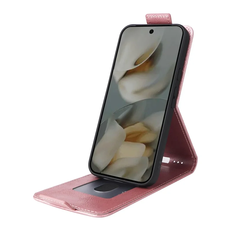 For Google Pixel 10 Pro XL Stand Case Magnetic Clasp Vertical Flip Leather Phone Cover with Card Holder - Rose Gold