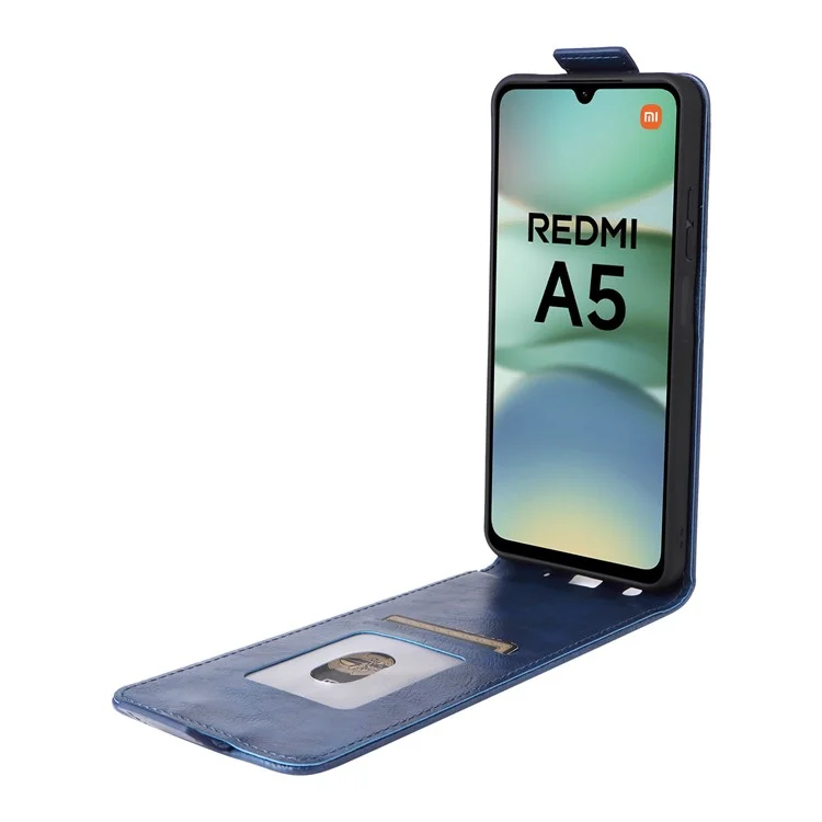 Para Xiaomi Redmi A5 4G / Poco C71 4G Capa com Suporte Case Fecho Magnético Flip Vertical em Couro com Porta-Cartões - Azul Escuro