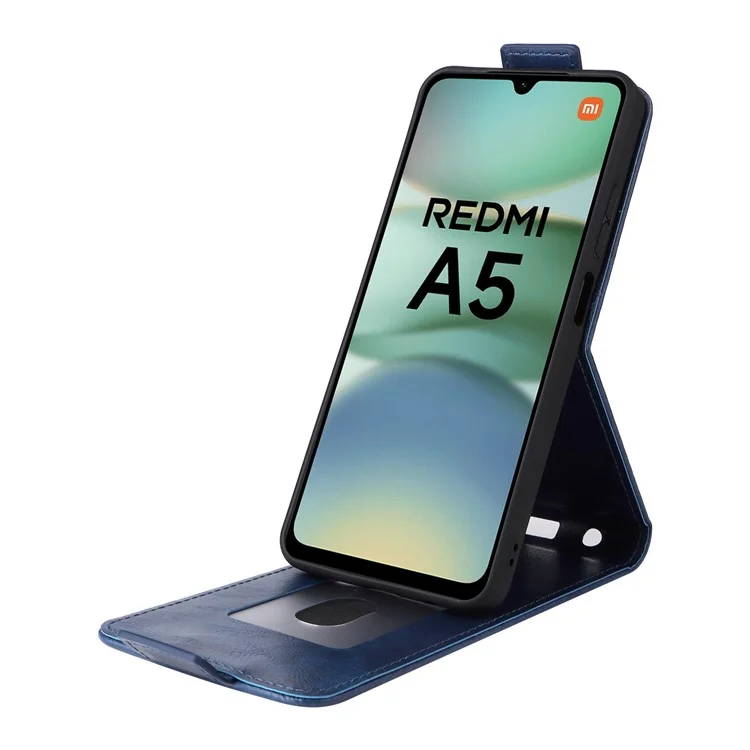 Para Xiaomi Redmi A5 4G / Poco C71 4G Capa com Suporte Case Fecho Magnético Flip Vertical em Couro com Porta-Cartões - Azul Escuro