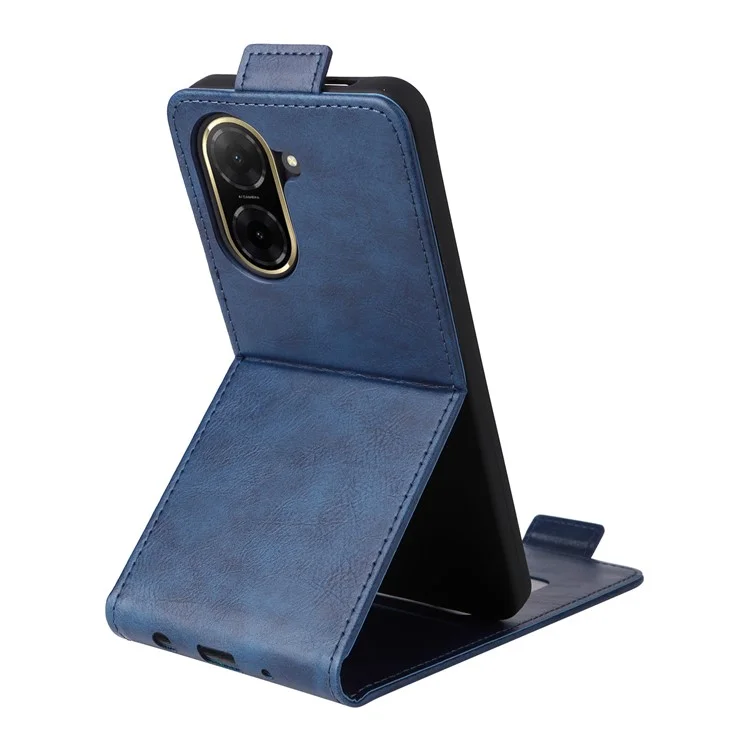 Para Xiaomi Redmi A5 4G / Poco C71 4G Capa com Suporte Case Fecho Magnético Flip Vertical em Couro com Porta-Cartões - Azul Escuro