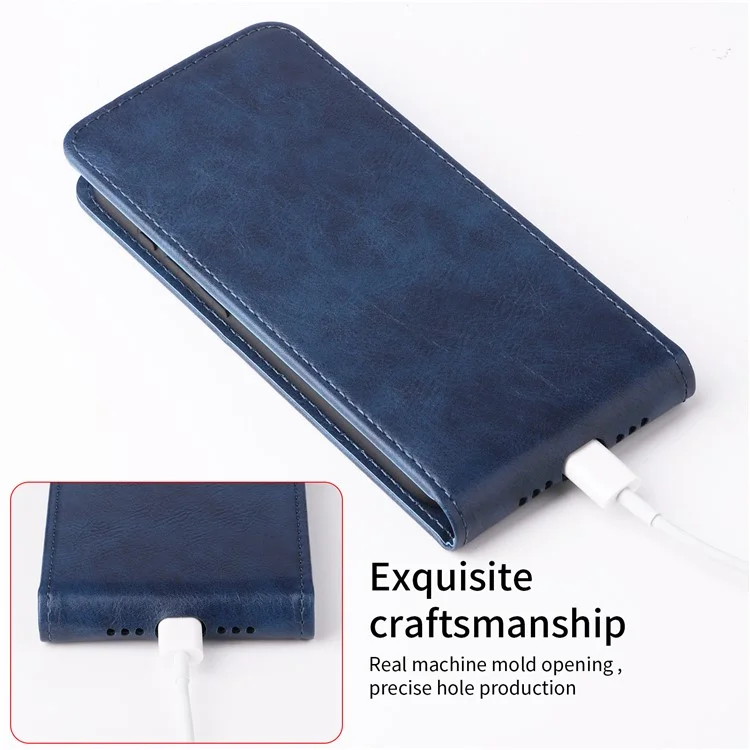 Para Xiaomi Redmi A5 4G / Poco C71 4G Capa com Suporte Case Fecho Magnético Flip Vertical em Couro com Porta-Cartões - Azul Escuro