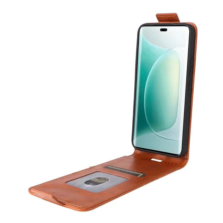 Capa Vertical Flip de Couro para Honor 400 com Fecho Magnético e Porta-cartões - Laranja