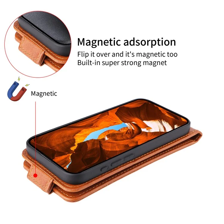 Capa Vertical Flip de Couro para Honor 400 com Fecho Magnético e Porta-cartões - Laranja