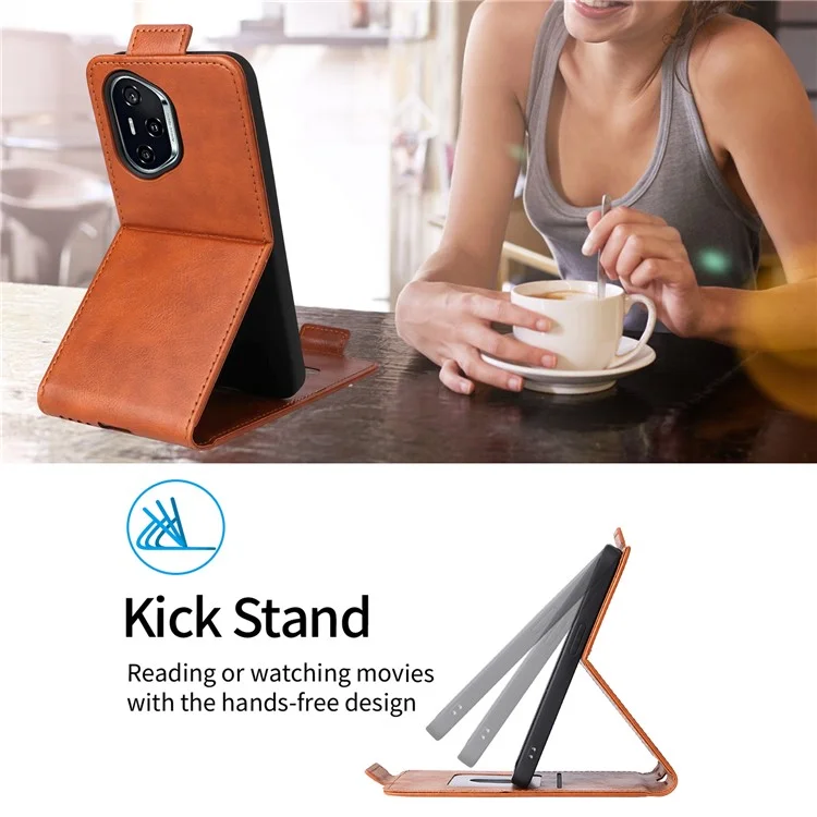 Capa Vertical Flip de Couro para Honor 400 com Fecho Magnético e Porta-cartões - Laranja