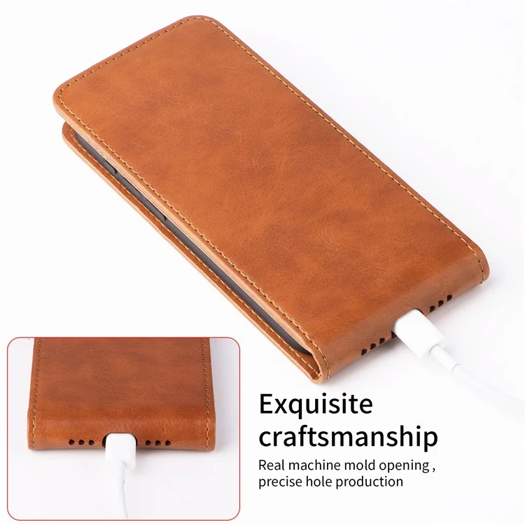 Capa Vertical Flip de Couro para Honor 400 com Fecho Magnético e Porta-cartões - Laranja