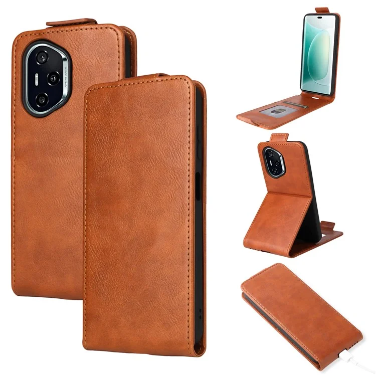 Capa Vertical Flip de Couro para Honor 400 com Fecho Magnético e Porta-cartões - Laranja