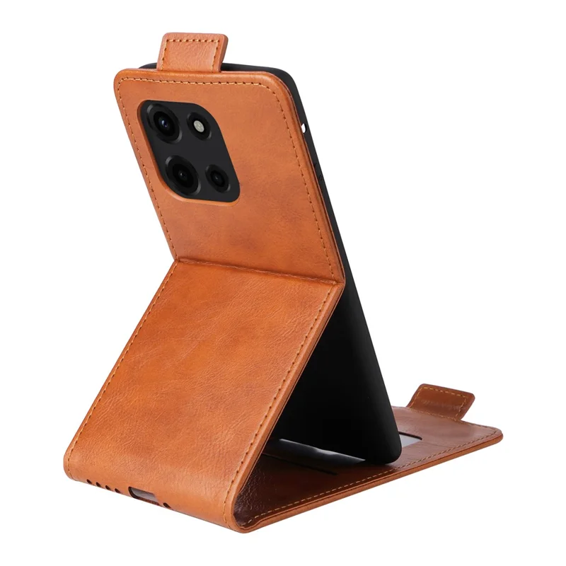 For Motorola Edge (2025) 5G Stand Case Magnetic Clasp Vertical Flip Leather Phone Cover with Card Holder - Orange