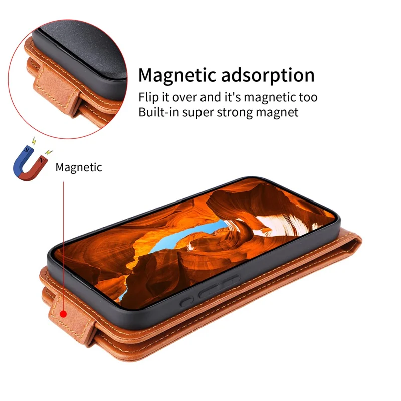 For Motorola Edge (2025) 5G Stand Case Magnetic Clasp Vertical Flip Leather Phone Cover with Card Holder - Orange