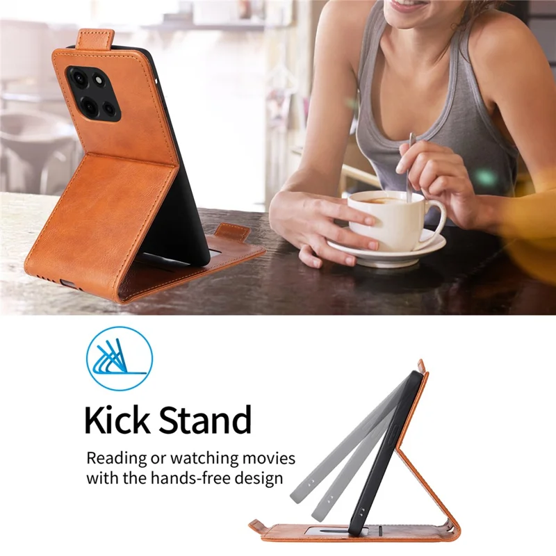 For Motorola Edge (2025) 5G Stand Case Magnetic Clasp Vertical Flip Leather Phone Cover with Card Holder - Orange