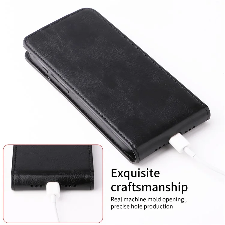 Para Samsung Galaxy A06 5G / 4G Capa com Suporte Flip Vertical em Couro com Fecho Magnético e Porta-cartões - Preto