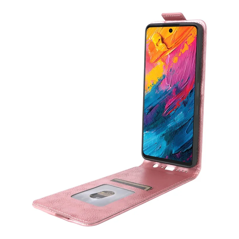 Leather Case For TCL 50 NxtPaper 5G / 50 Pro NxtPaper 5G / 60 XE Stand Magnetic Clasp Vertical Flip Phone Cover with Card Holder - Rose Gold