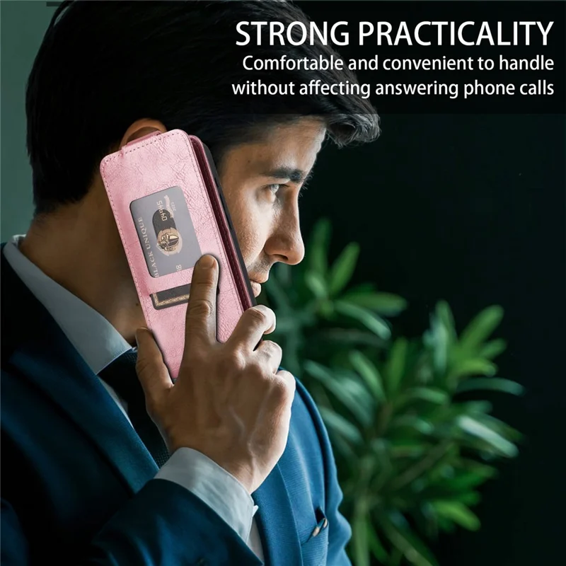 Leather Case For TCL 50 NxtPaper 5G / 50 Pro NxtPaper 5G / 60 XE Stand Magnetic Clasp Vertical Flip Phone Cover with Card Holder - Rose Gold