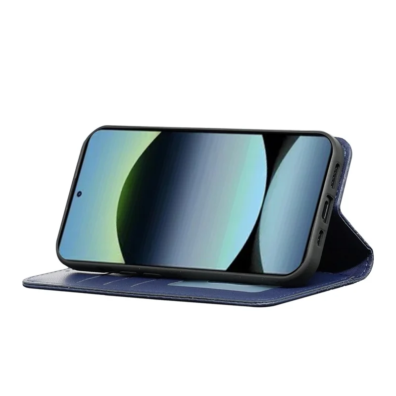 For Xiaomi Redmi Note 14 4G (164.84mm) Wallet Phone Case Checkered Pattern Imprint Leather Flip Cover with Wrist Strap - Blue