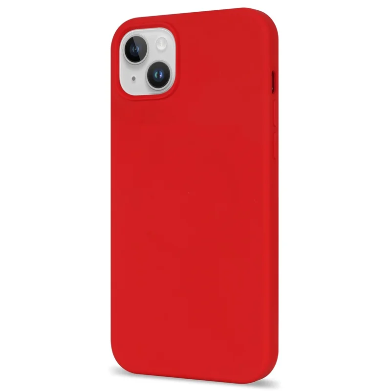 For iPhone 14 Plus Silky Soft Touch Liquid Silicone Case Fiber Lining Drop Protection Phone Cover - Red
