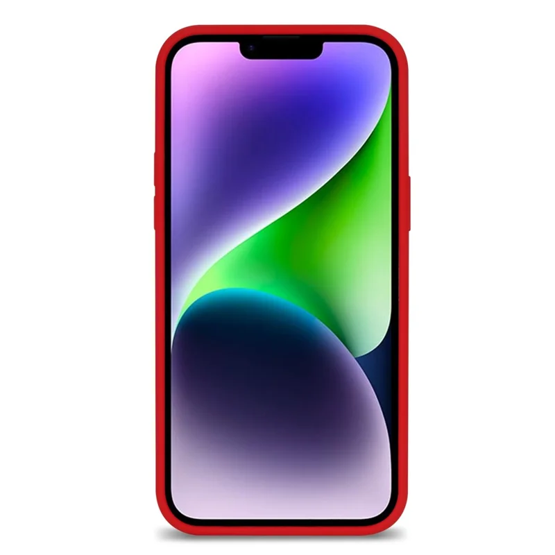 For iPhone 14 Plus Silky Soft Touch Liquid Silicone Case Fiber Lining Drop Protection Phone Cover - Red