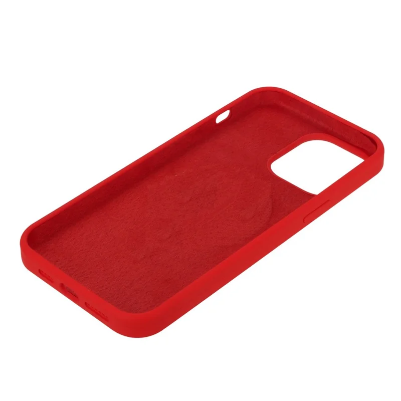 For iPhone 14 Plus Silky Soft Touch Liquid Silicone Case Fiber Lining Drop Protection Phone Cover - Red
