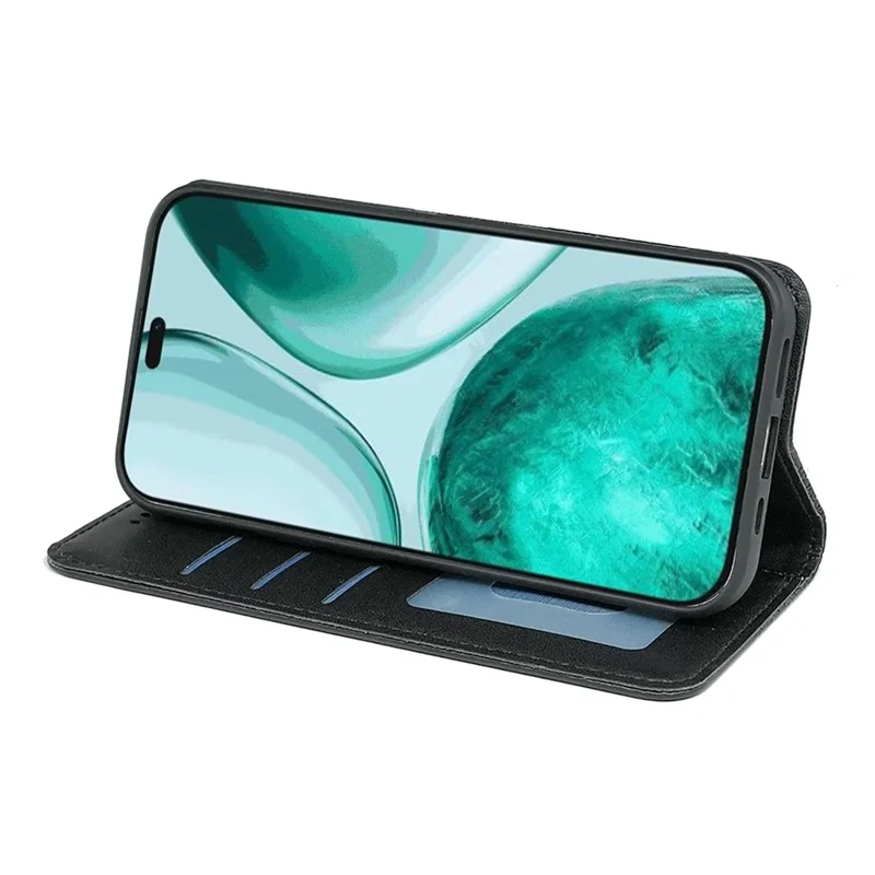 For Honor X8c 4G Wallet Phone Case Checkered Pattern Imprint Leather Flip Cover with Wrist Strap - Black