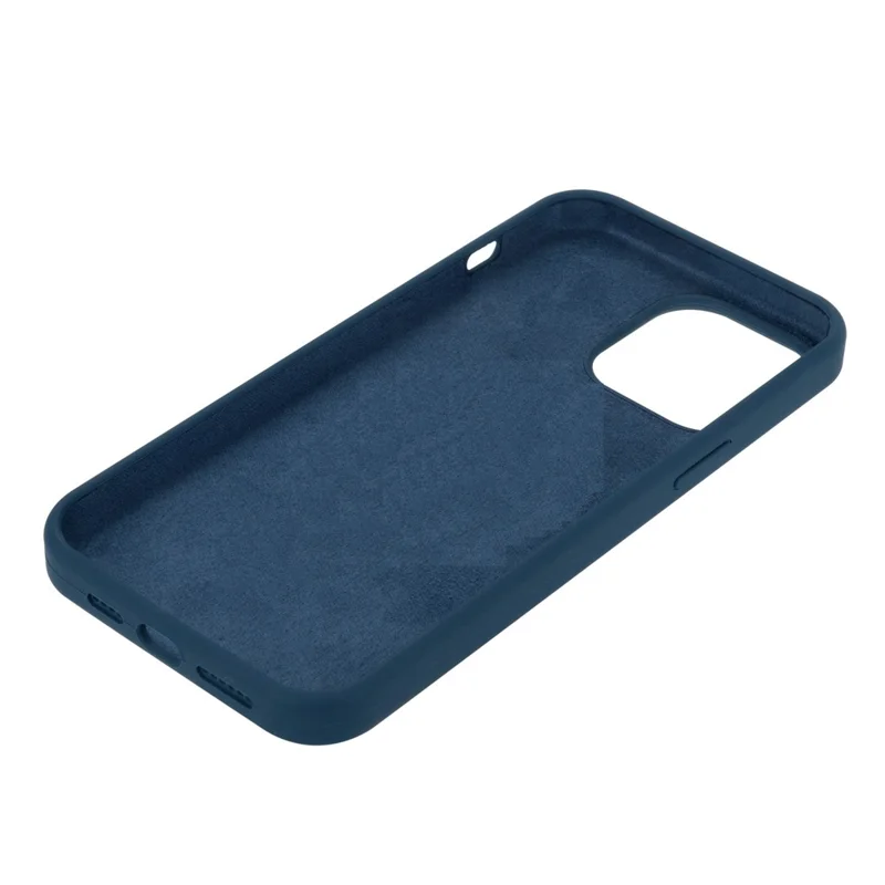 For iPhone 14 Pro Solid Silicone Phone Case Anti-Scratch Soft Fiber Lining Slim Thin Cover - Blue