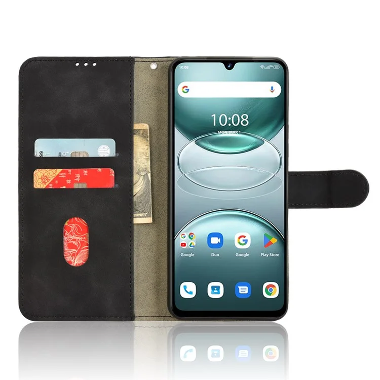 Für Umidigi G100 Lederhülle Hautgefühl Stoßfest Geldbörse Flip Handyhülle - Schwarz
