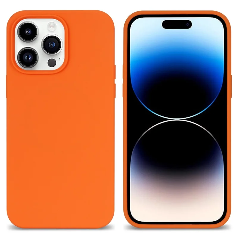 Pour Iphone 14 Pro Max Silicone Silicone Shock-Absorb Case Soft Anti-Scratch Fiber Lighing Cushion Shell Téléphone - Orange