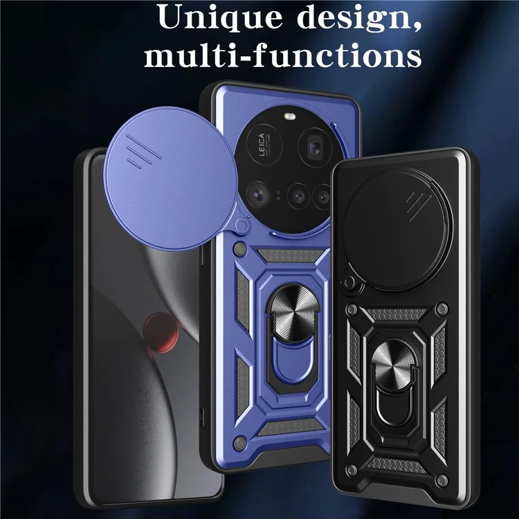For Xiaomi 15 Ultra Case with Slide Camera Lid PC + TPU Kickstand Phone Cover - Black