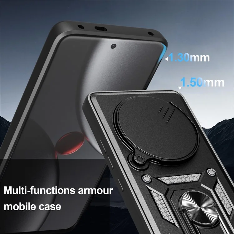 For Xiaomi 15 Ultra Case with Slide Camera Lid PC + TPU Kickstand Phone Cover - Black