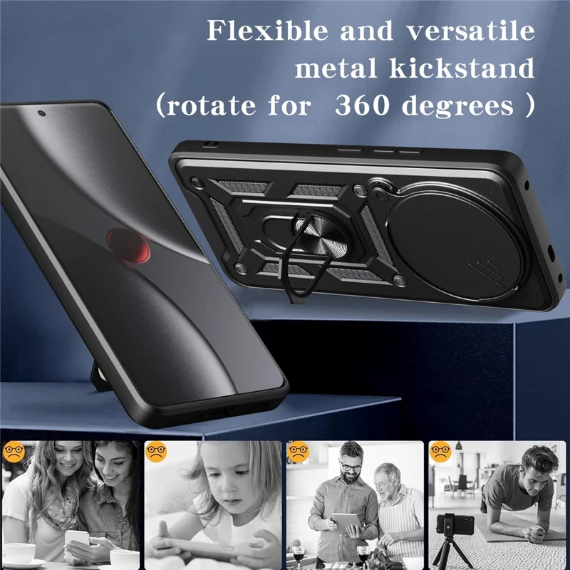 For Xiaomi 15 Ultra Case with Slide Camera Lid PC + TPU Kickstand Phone Cover - Green