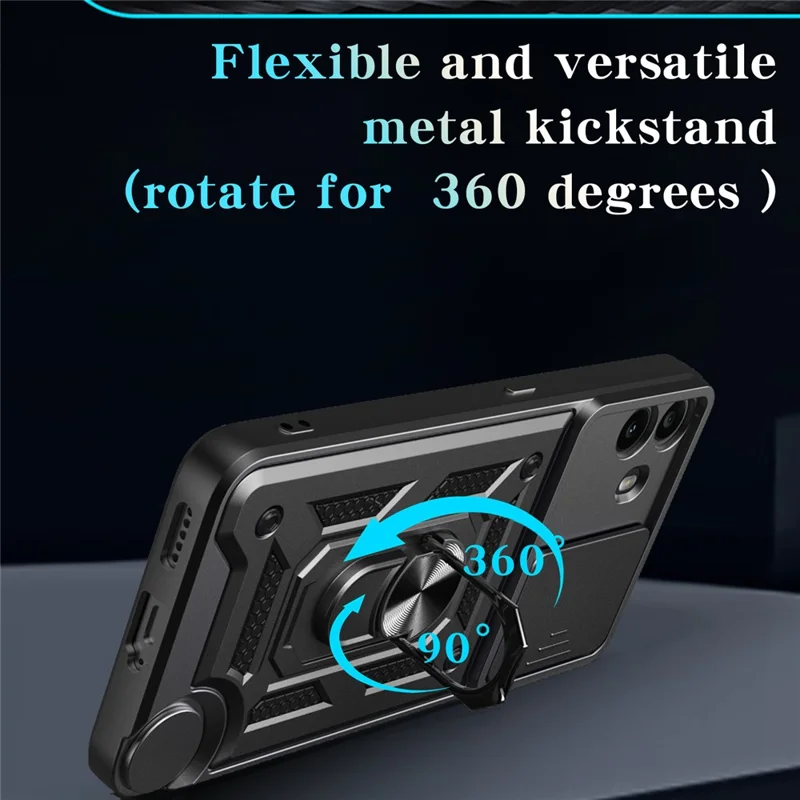 For Nothing CMF Phone 1 Case with Slide Camera Lid PC + TPU Kickstand Phone Cover - Red