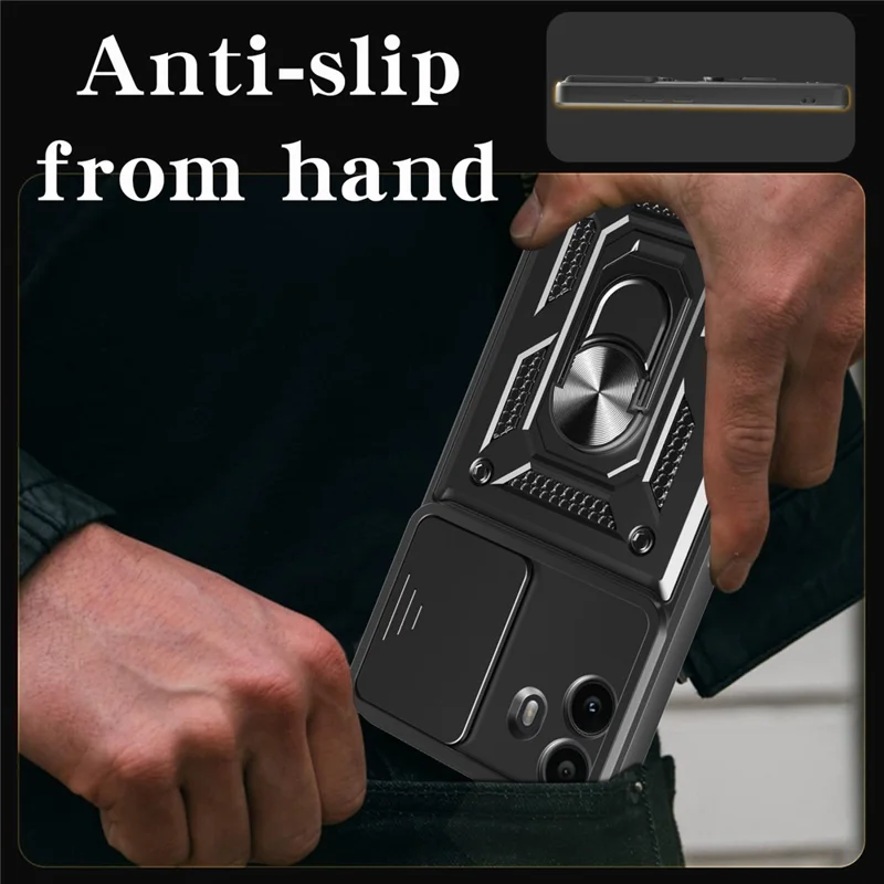 For Nothing CMF Phone 1 Case with Slide Camera Lid PC + TPU Kickstand Phone Cover - Red